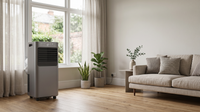 Arctik Air cooling a bright modern room on a hot day